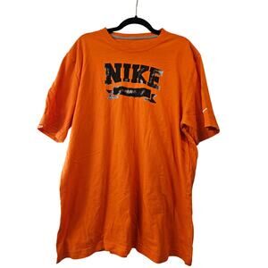 Nike Graphic T Shirt Mens XL Orange Swoosh Logo Regular Fit Tee